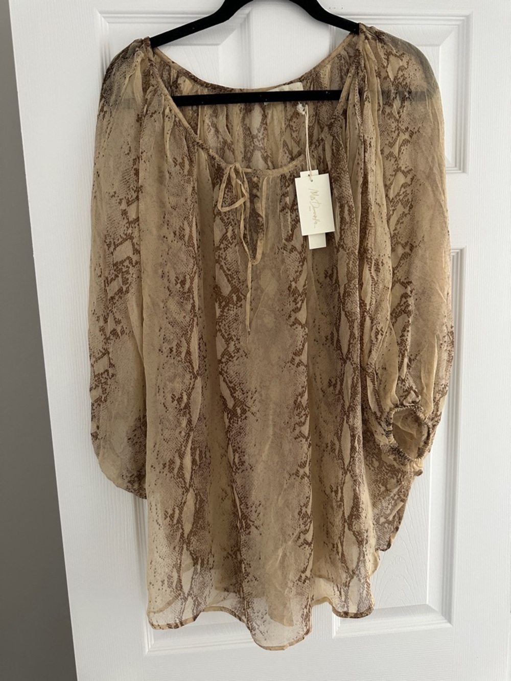 Mes Demoiselles Beige Snake-Print Peasant Tunic